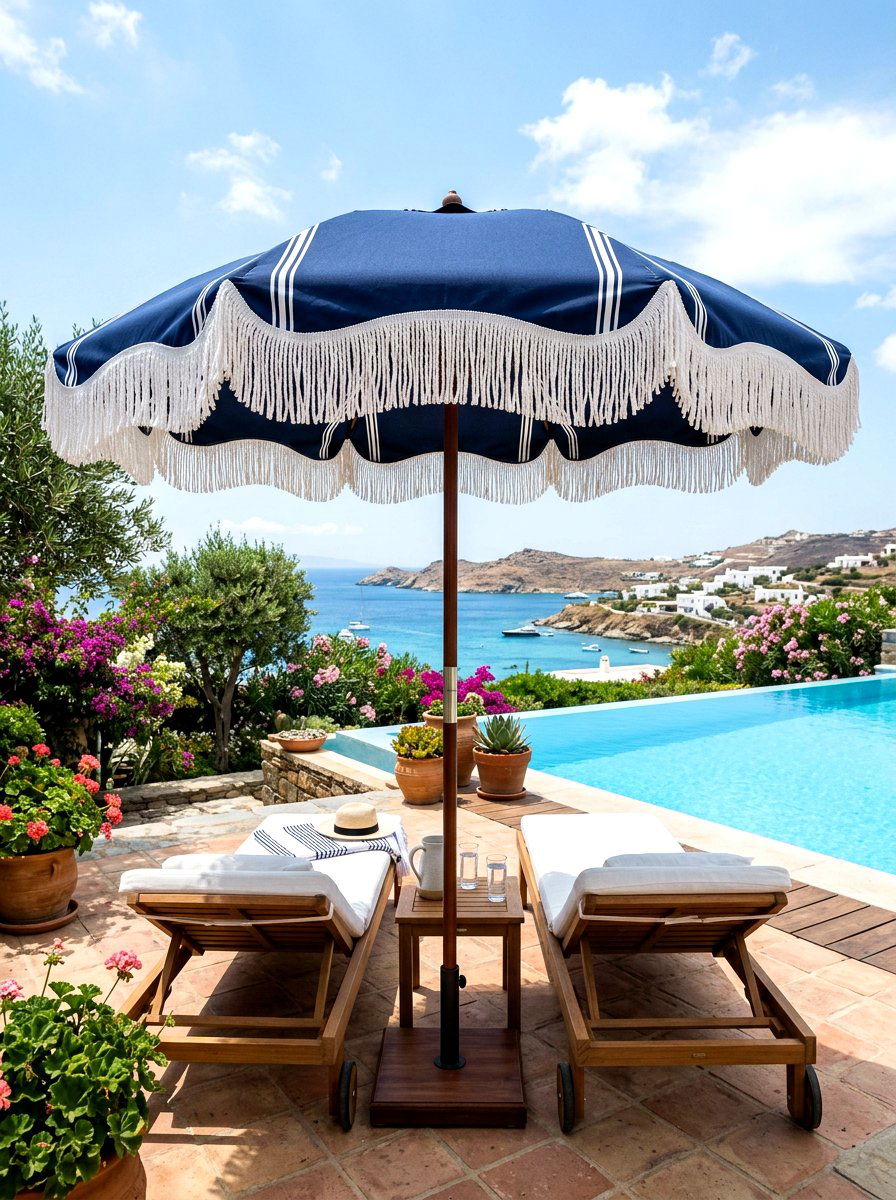 Fringed outdoor umbrella - 30 fringed decor ideas