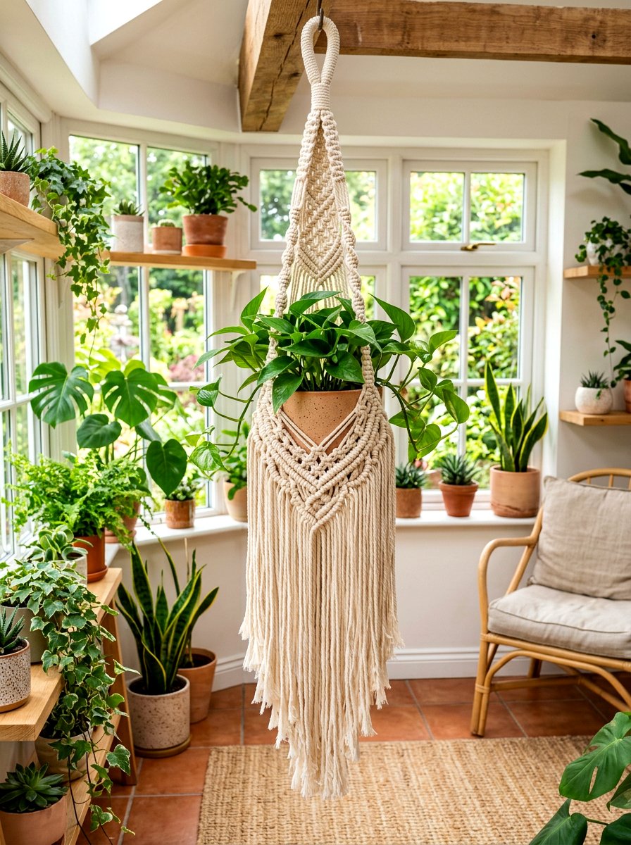 Fringed plant hanger - 30 fringed decor ideas
