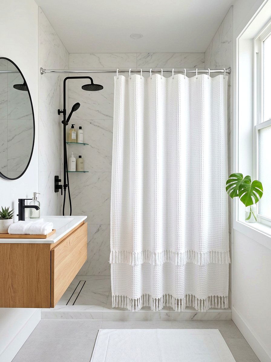 Fringed shower curtain - 30 fringed decor ideas