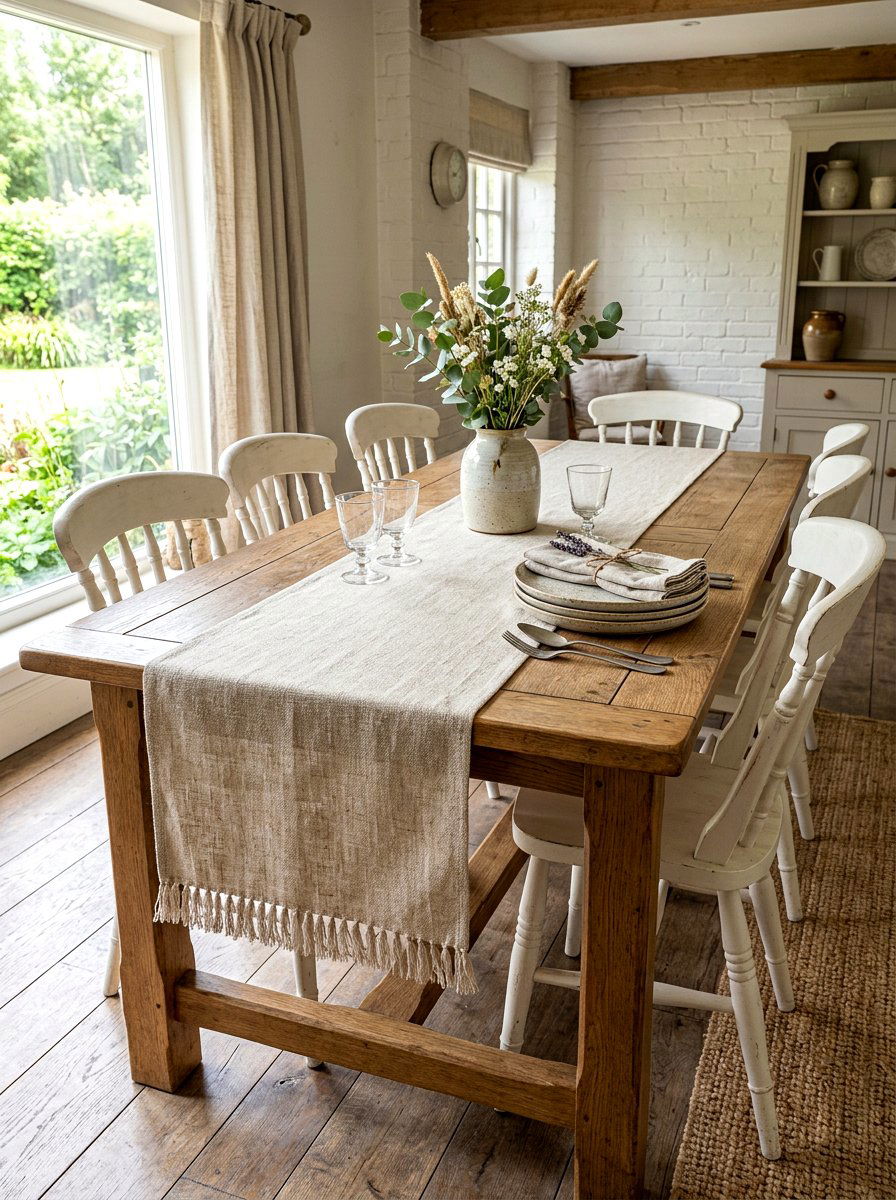 Fringed table runner - 30 fringed decor ideas