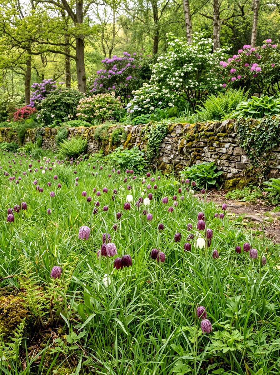 Fritillaria Meleagris Meadow - 30 spring bulb border ideas