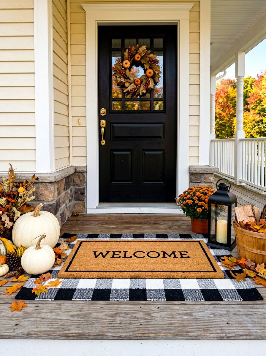 Front Porch Doormat Layering - 30 small front porch ideas