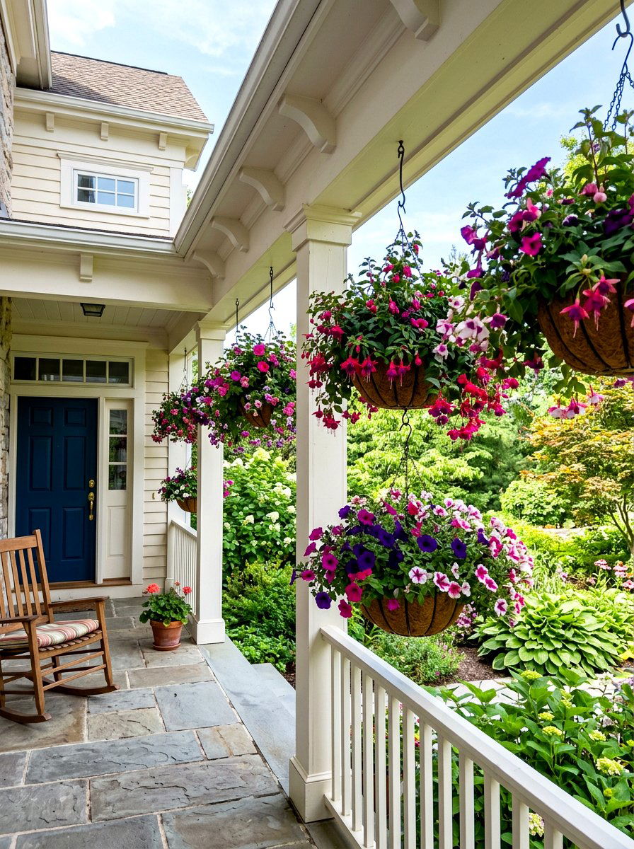 Front Porch Hanging Plants - 30 charming front porch ideas aesthetic