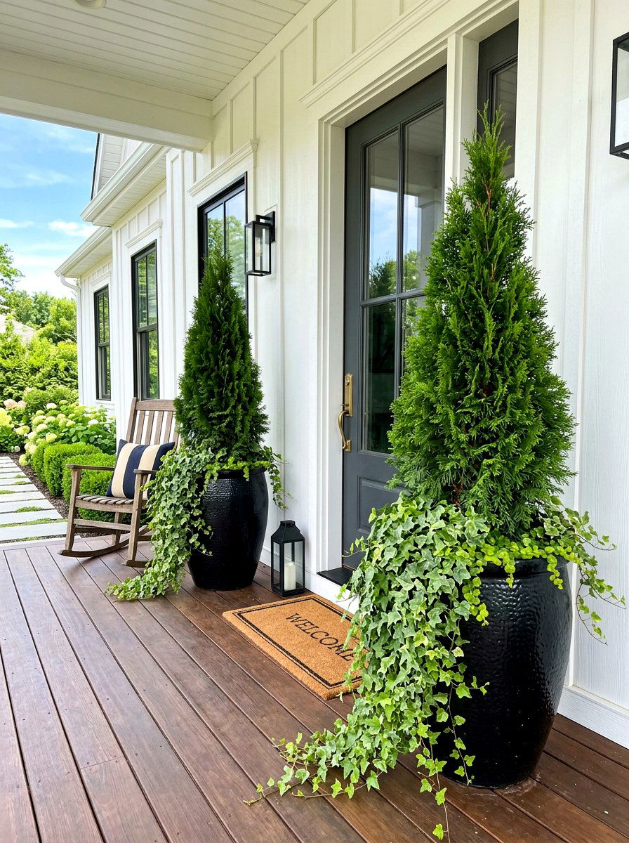 Front Porch Planters - 30 front steps decor ideas