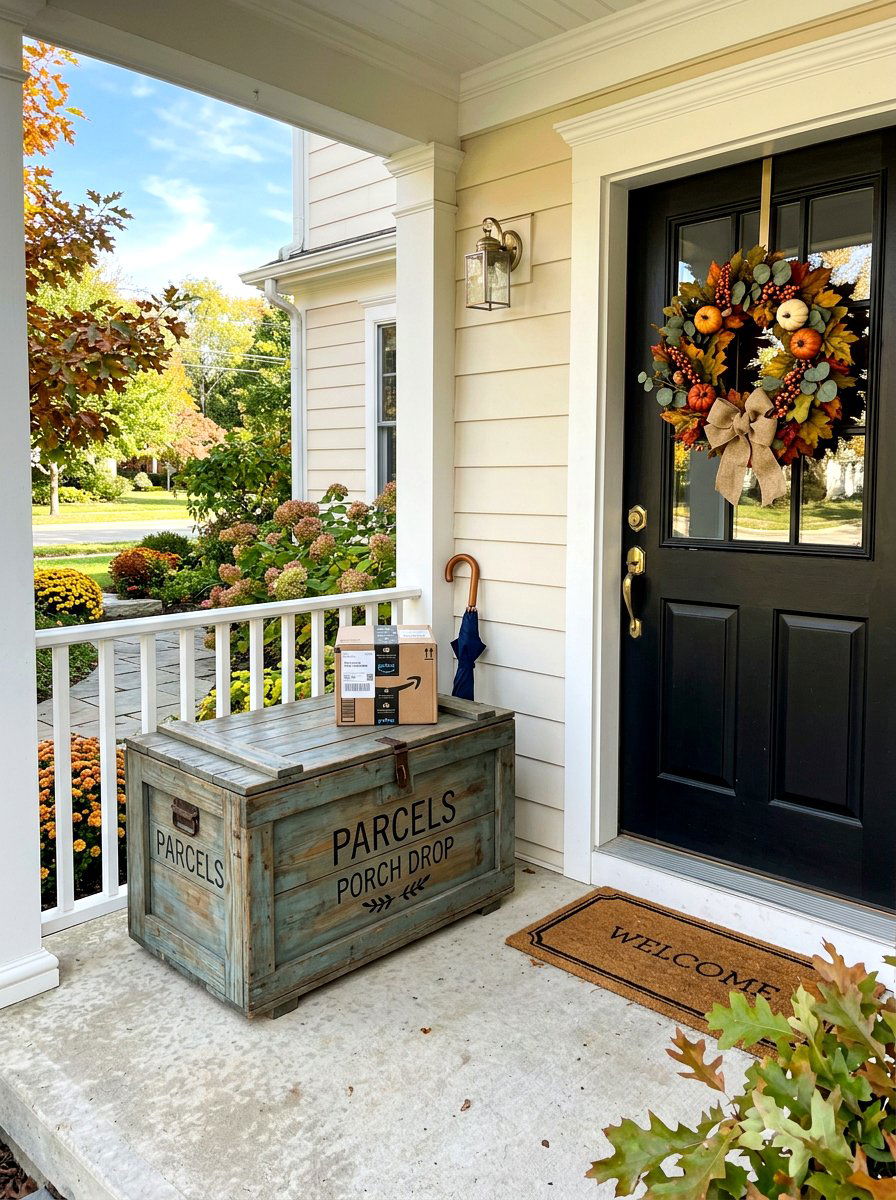 Front Porch Storage Crate - 30 garden crate storage ideas