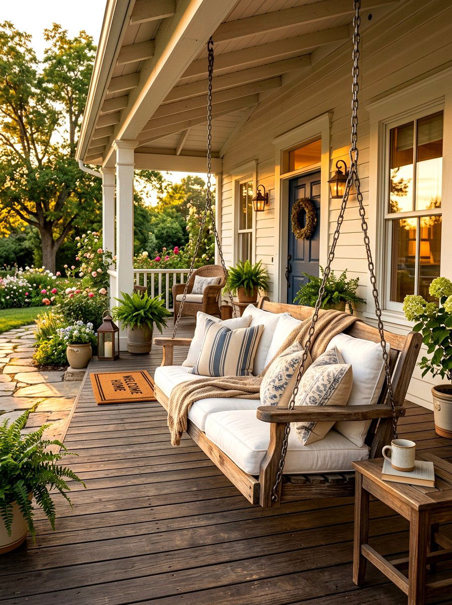 Front Porch Swing - 30 farmhouse front yard ideas