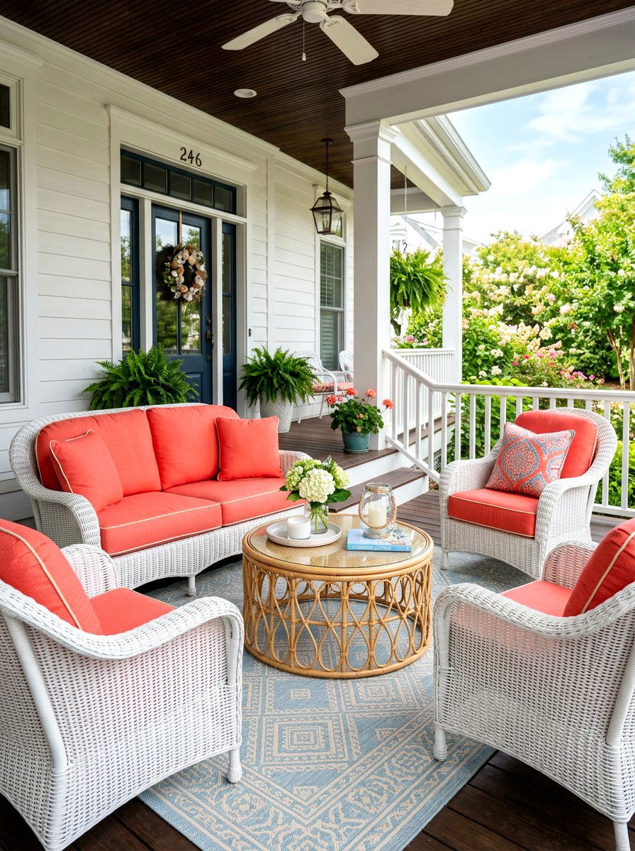 Front Porch Wicker Furniture - 30 charming front porch ideas aesthetic