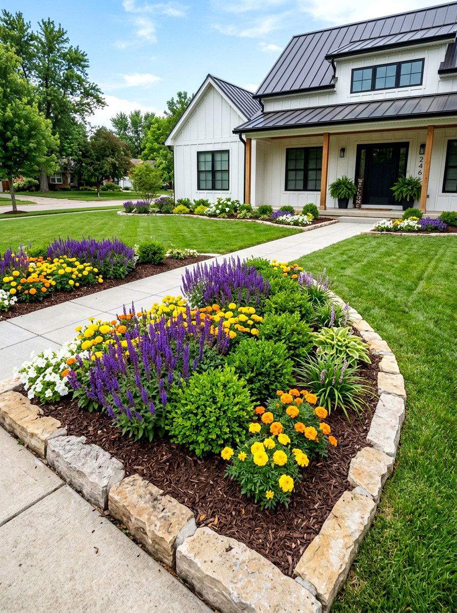 Front Yard Curb Appeal - 30 simple flower bed ideas