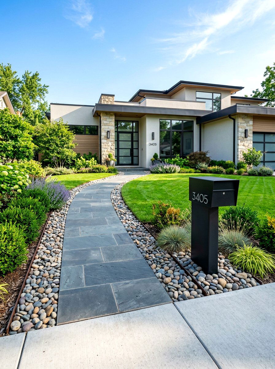 Front Yard Curb Appeal - 30 river rock landscaping ideas