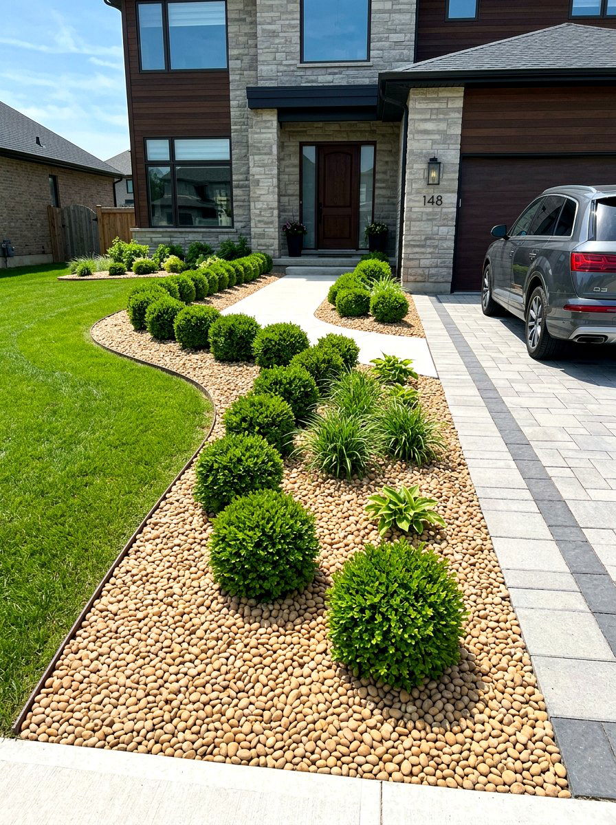 Front Yard Mulch - 30 pebble garden ideas