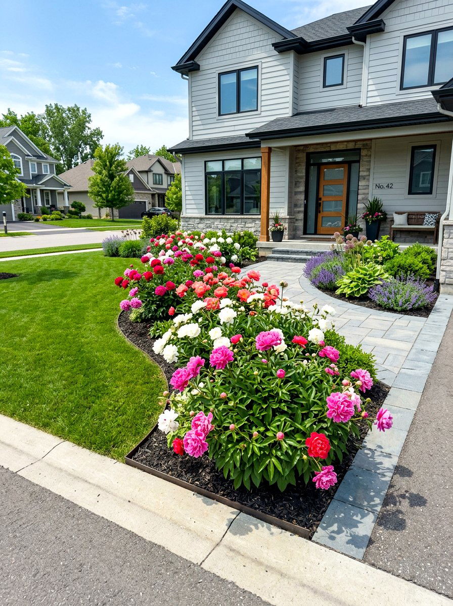 Front Yard Peony Border - 30 peony border ideas