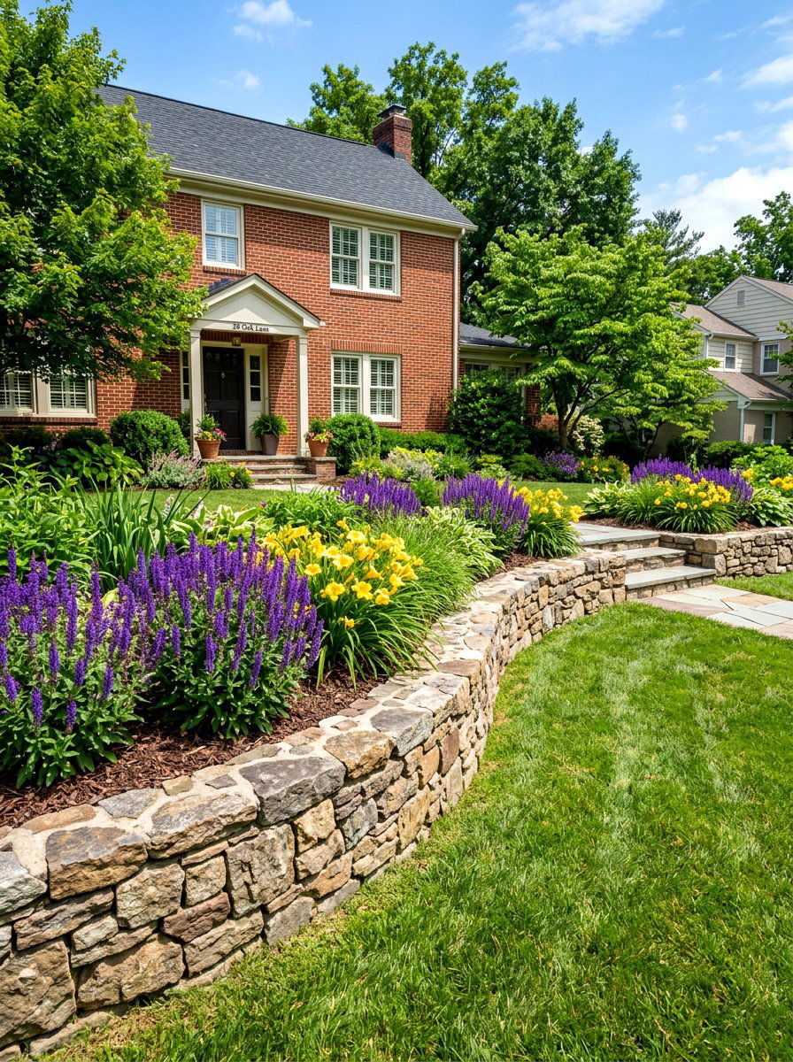 Front Yard Retaining Wall - 30 flower bed landscaping ideas
