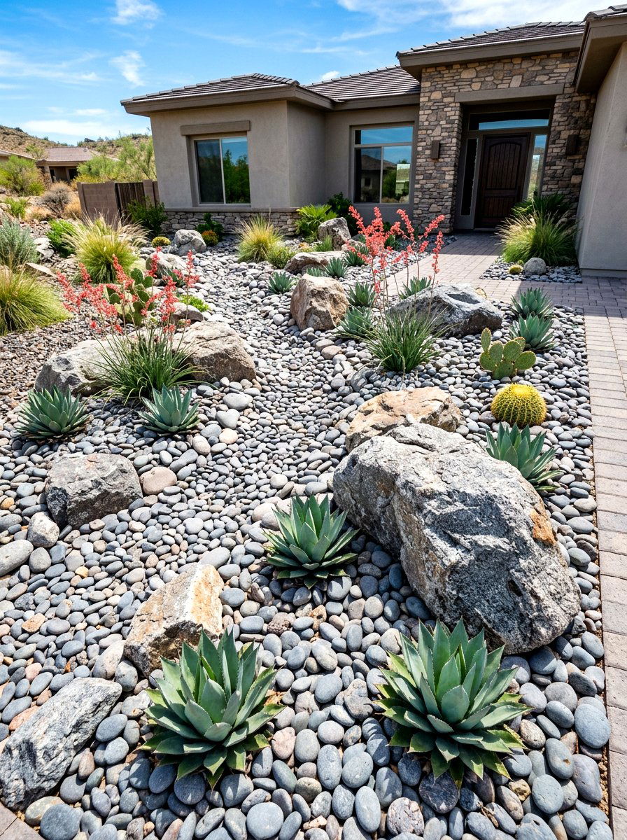 Front Yard Rock Garden - 30 low maintenance curb appeal ideas