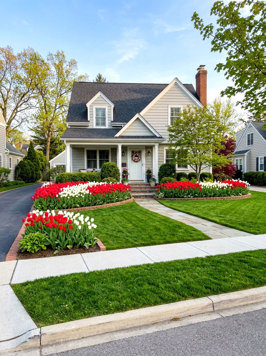 Front Yard Tulip Display - 30 tulip border ideas