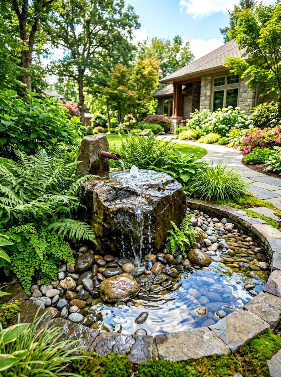 Front Yard Water Feature - 30 front yard rock garden ideas
