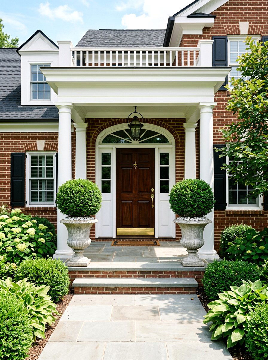 Front door topiary urn - 30 porch urn planter ideas