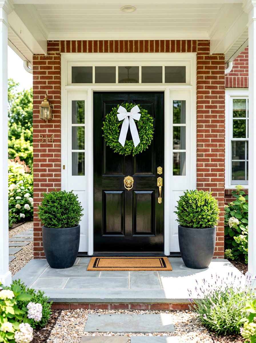 Front door wreath decor - 30 colonial front porch ideas
