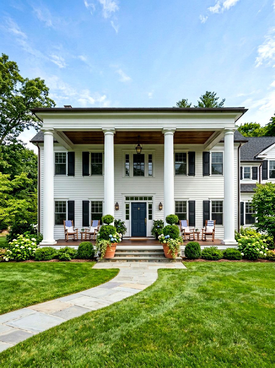 Front porch columns - 30 colonial front yard ideas