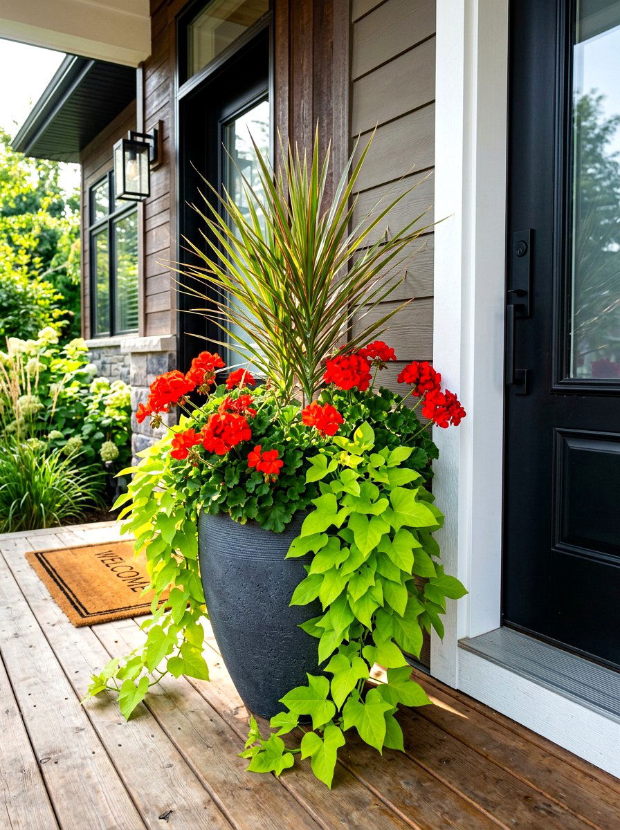 Front porch planter - 30 flower container garden ideas
