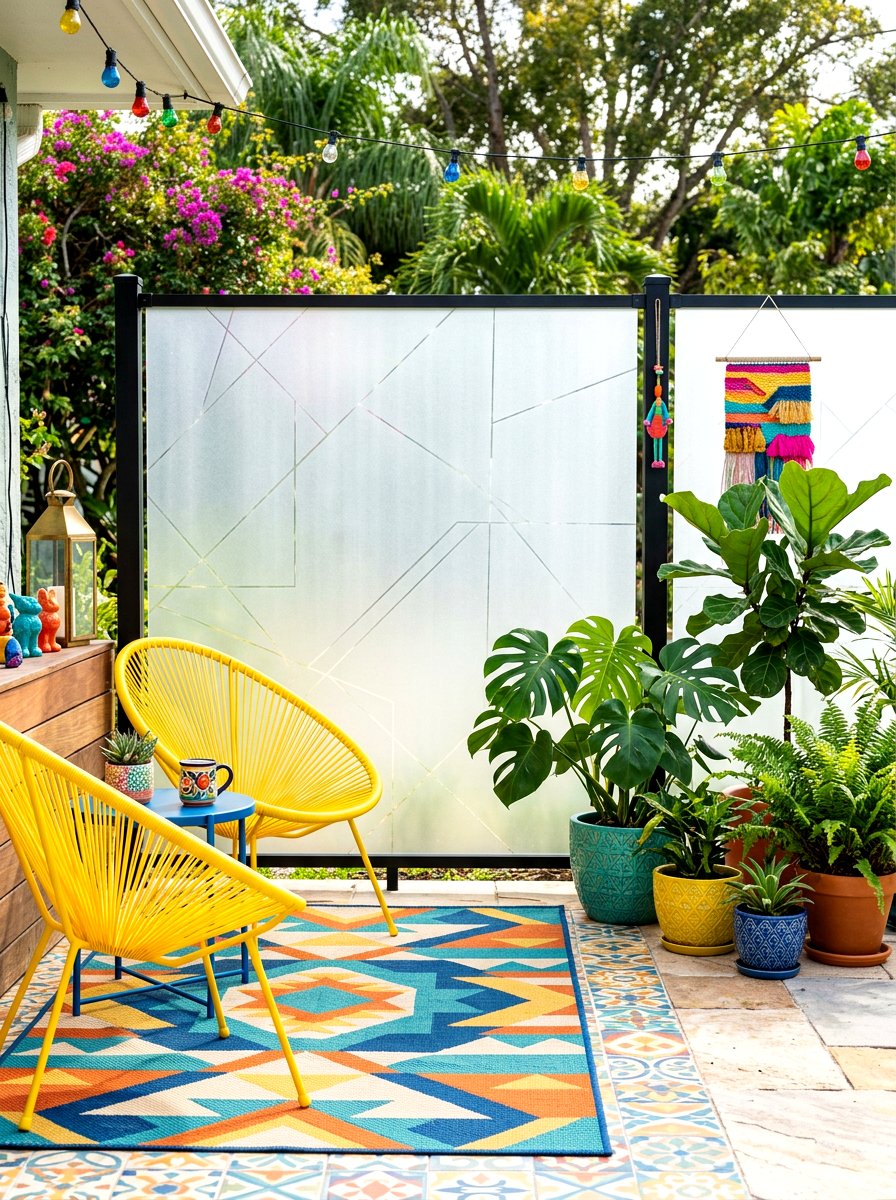 Frosted Acrylic Privacy Wall - 30 patio corner screen ideas