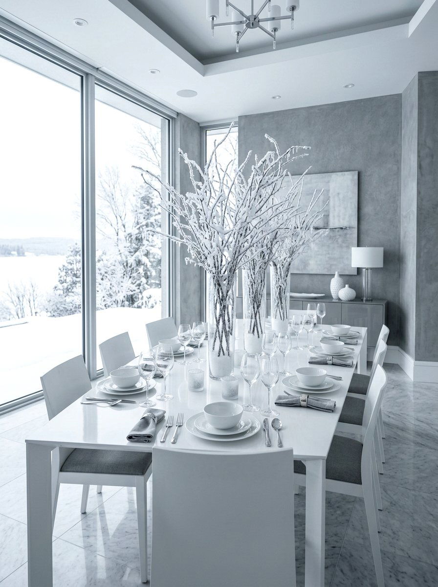 Frosted Branch - 30 winter dining table ideas