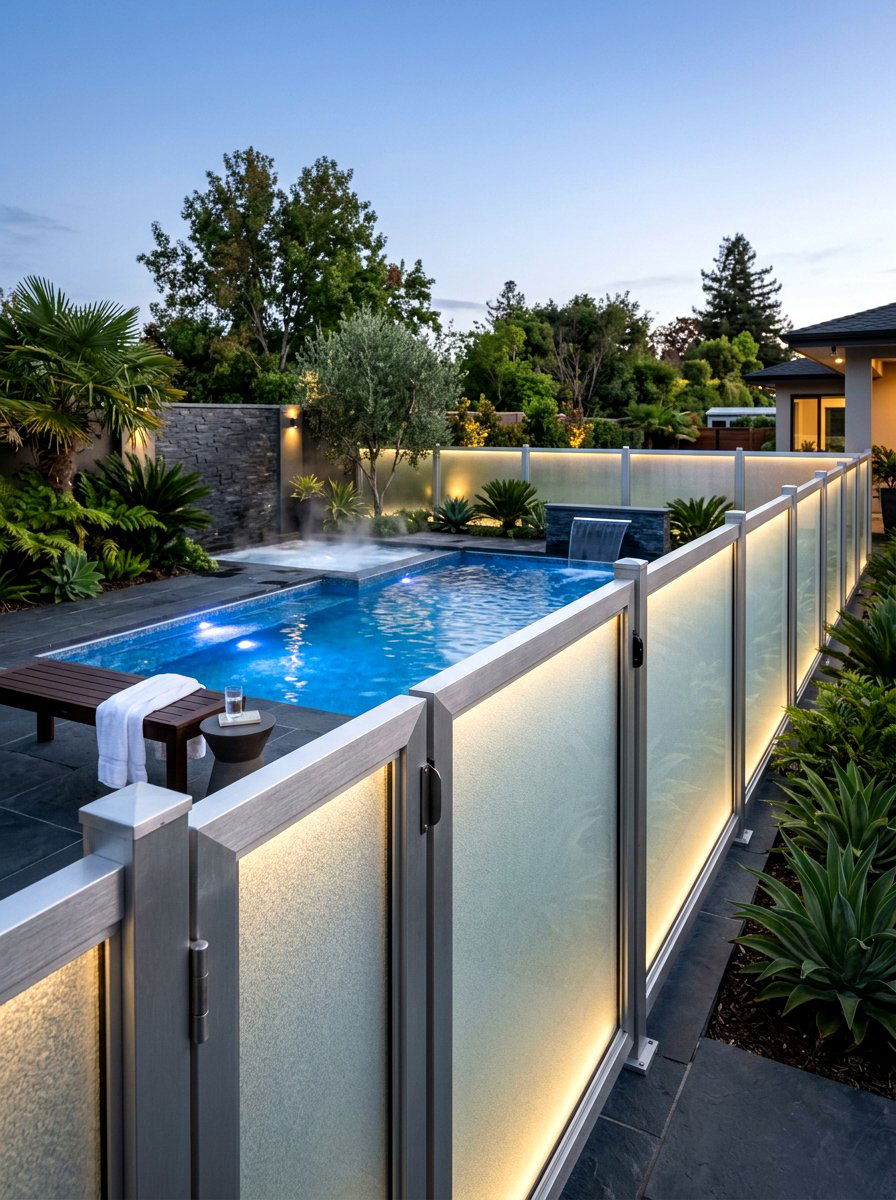 Frosted Glass And Metal Fence - 30 metal fence ideas