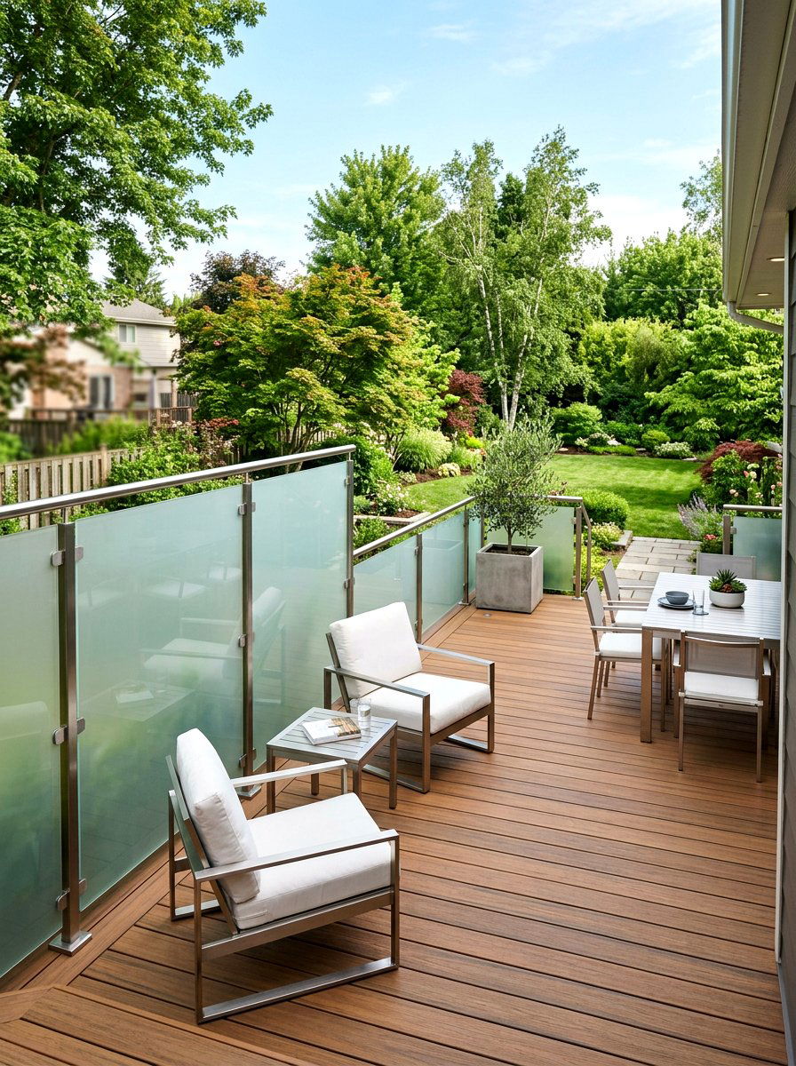 Frosted Glass Deck Railing - 30 deck privacy wall ideas