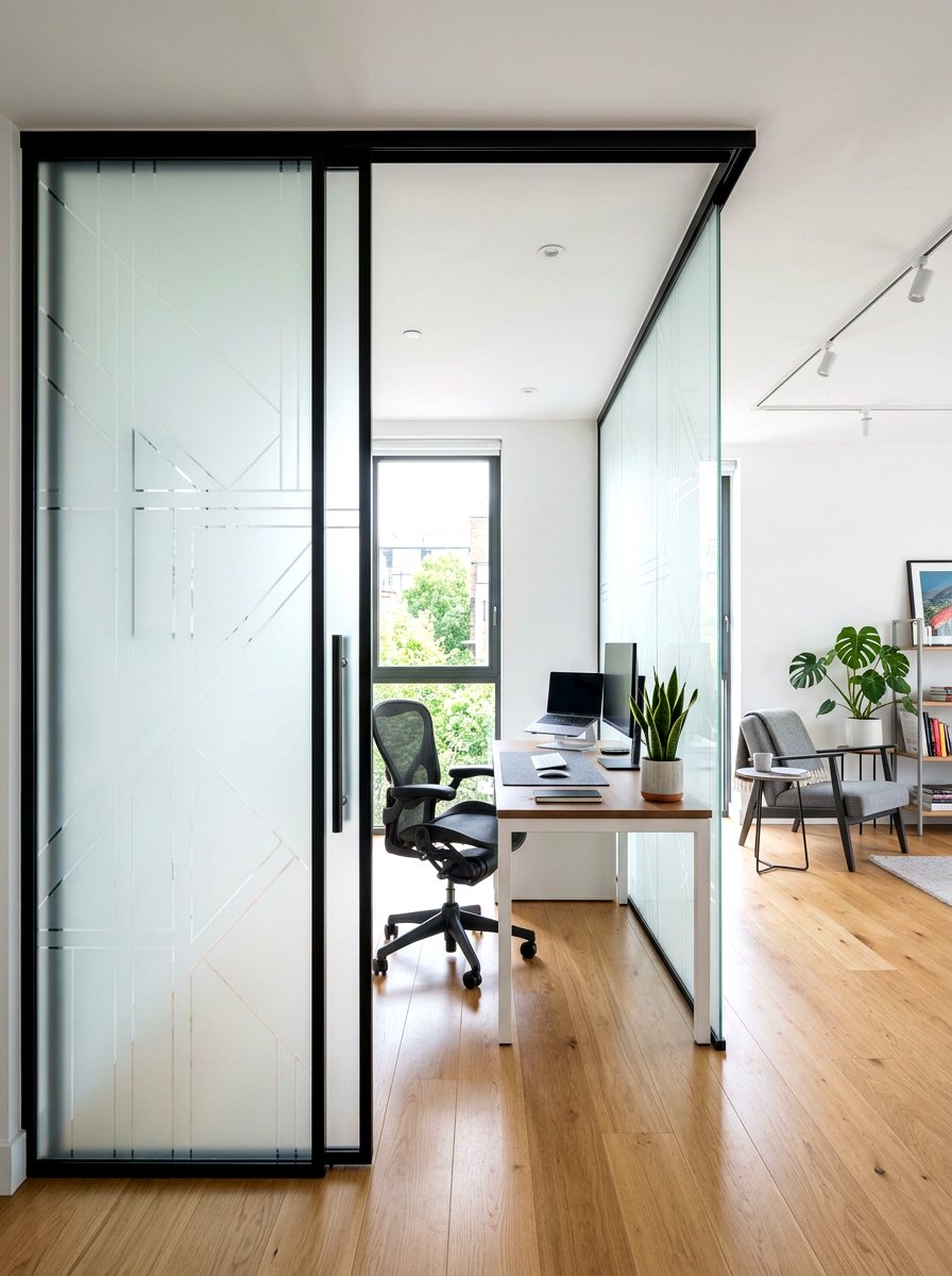 Frosted Glass Divider - 30 freestanding privacy panel ideas