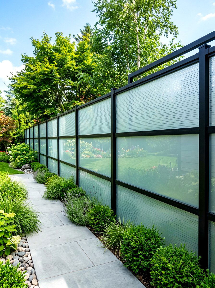 Frosted Glass Fence - 30 horizontal fence ideas