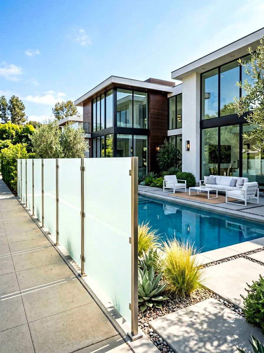Frosted Glass Fence - 30 front yard fence ideas