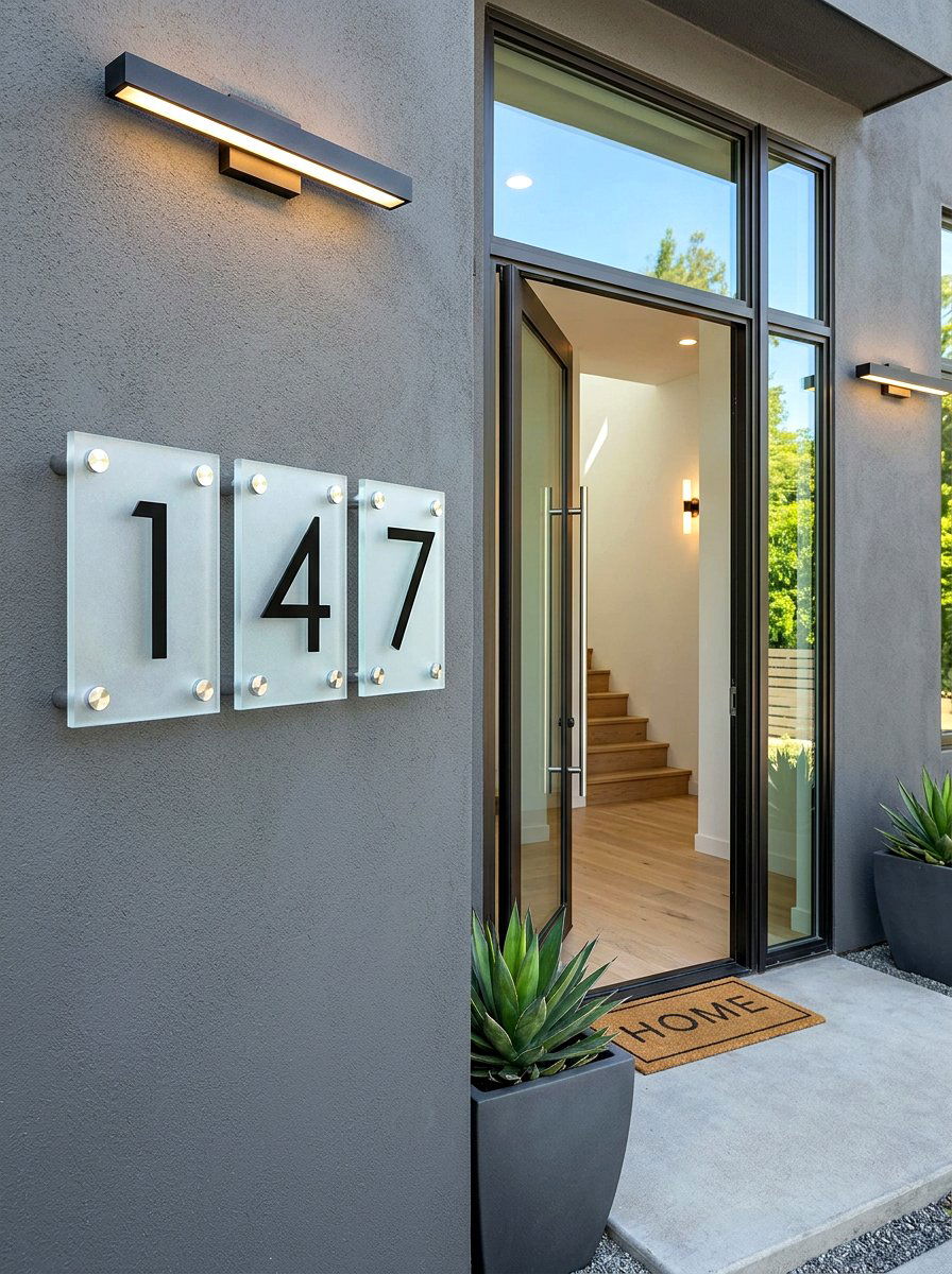 Frosted Glass House Numbers - 30 house numbers curb appeal ideas