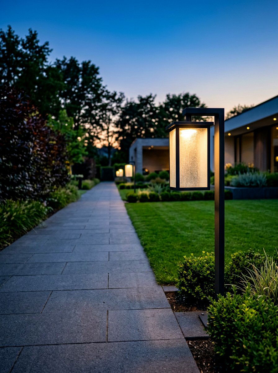 Frosted Glass Lantern - 30 lantern pathway ideas