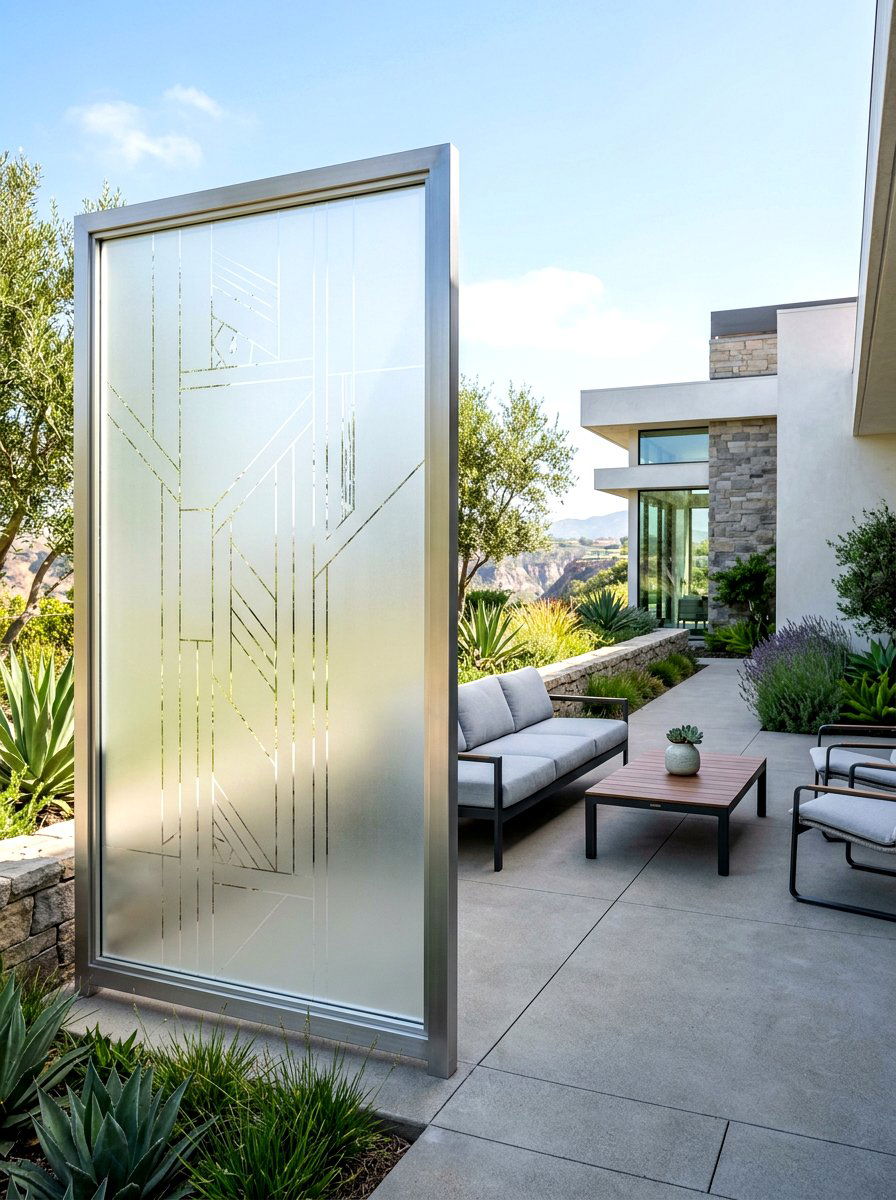 Frosted Glass Panel - 30 front yard privacy ideas