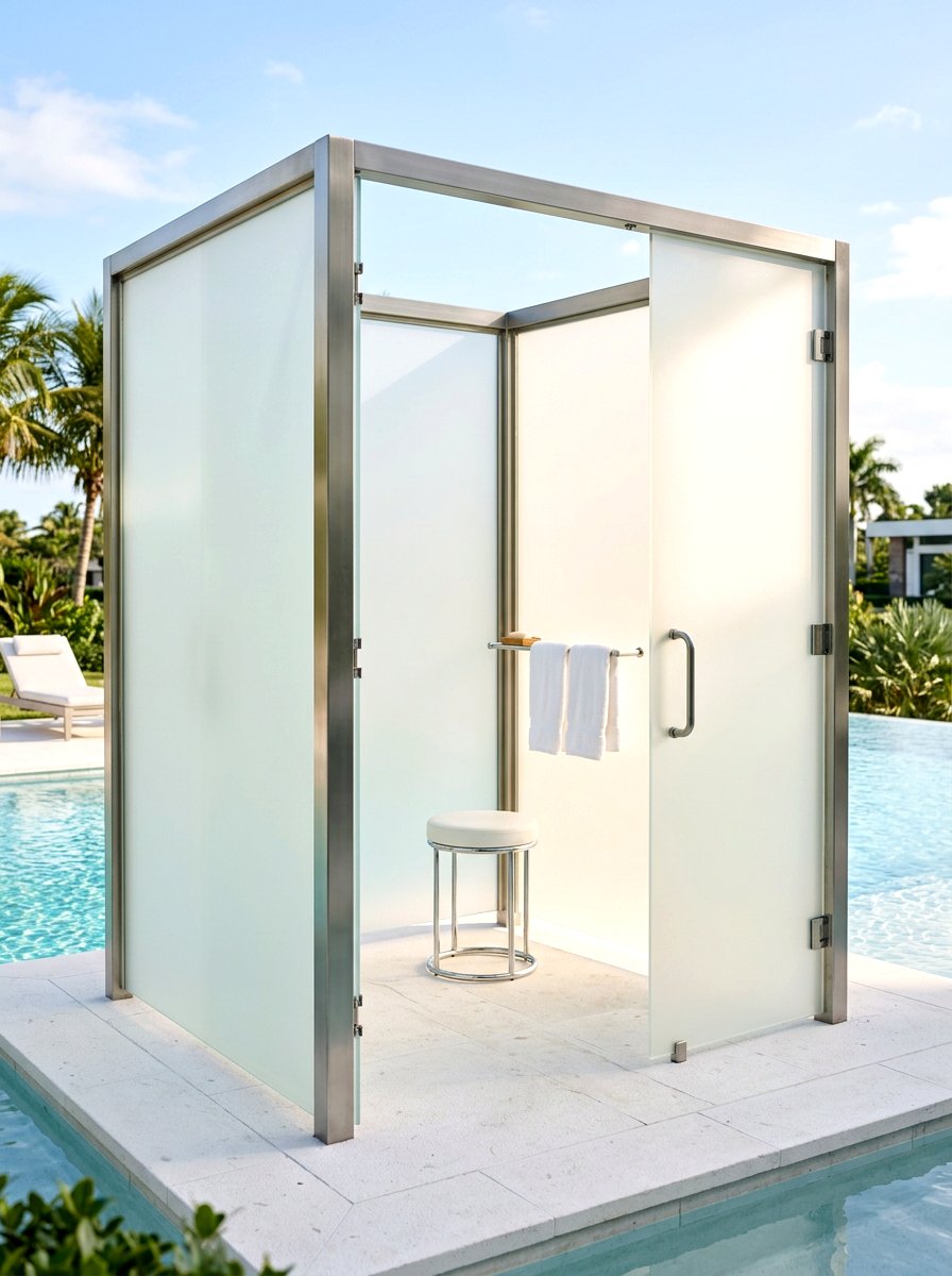 Frosted Glass Panel - 30 outdoor changing room ideas