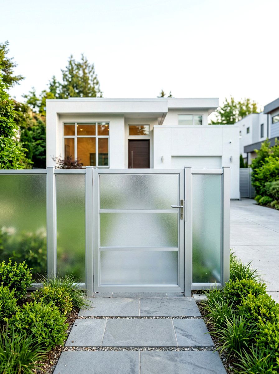 Frosted Glass Panel Gate - 30 front gate ideas