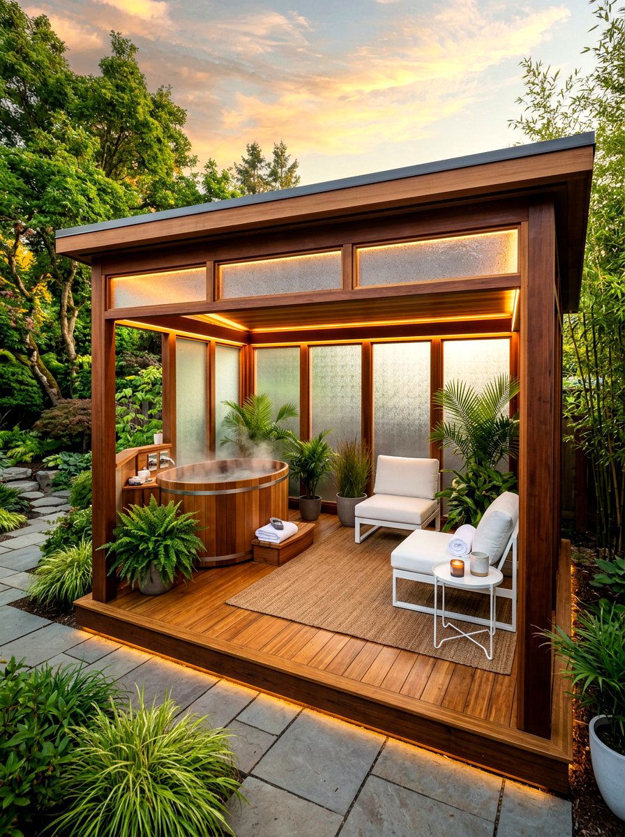 Frosted Glass Panels - 30 gazebo privacy ideas