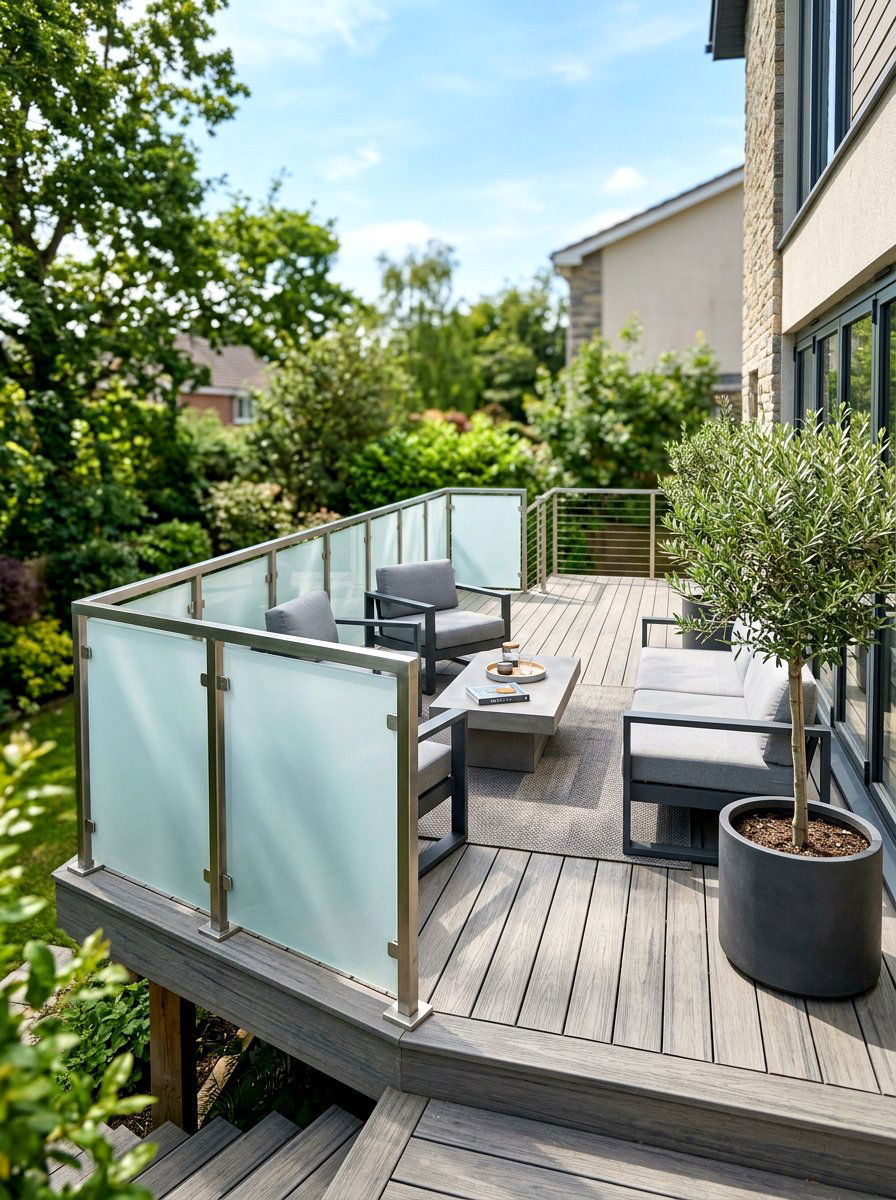 Frosted Glass Panels - 30 patio privacy ideas