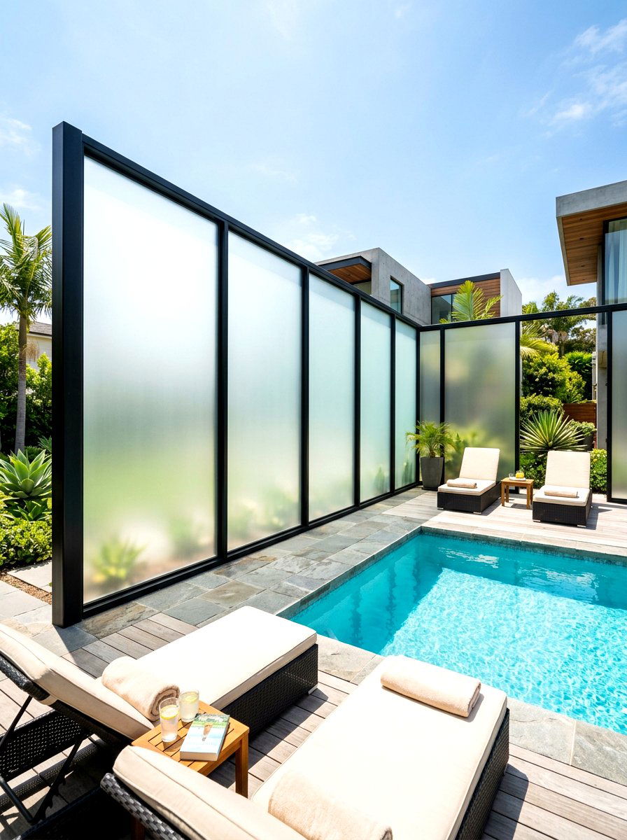 Frosted Glass Panels - 30 backyard privacy ideas