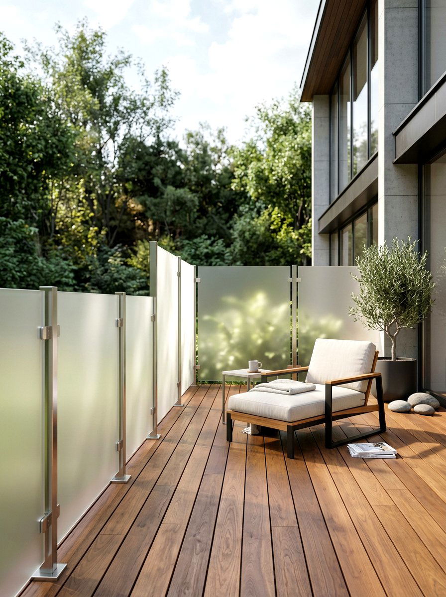 Frosted Glass Patio Divider - 30 private patio screen ideas