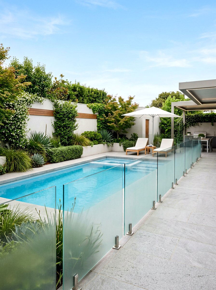 Frosted Glass Pool Fence - 30 pool fence ideas