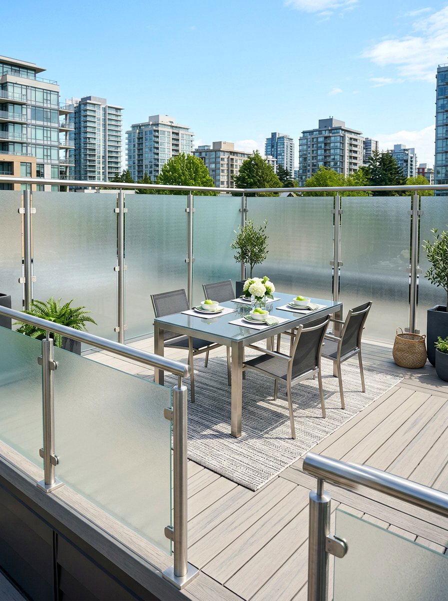 Frosted Glass Privacy Panel - 30 backyard divider ideas