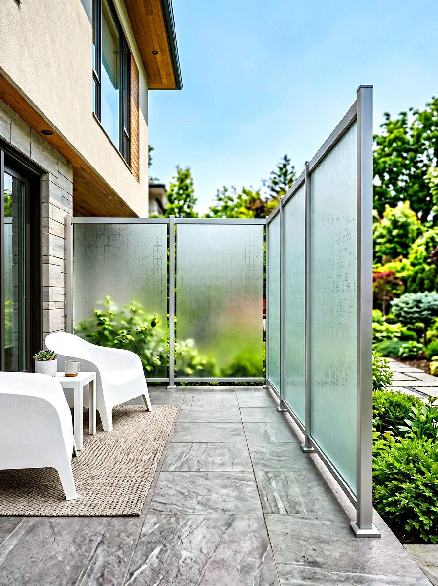 Frosted Glass Privacy Panels - 30 porch privacy screen ideas