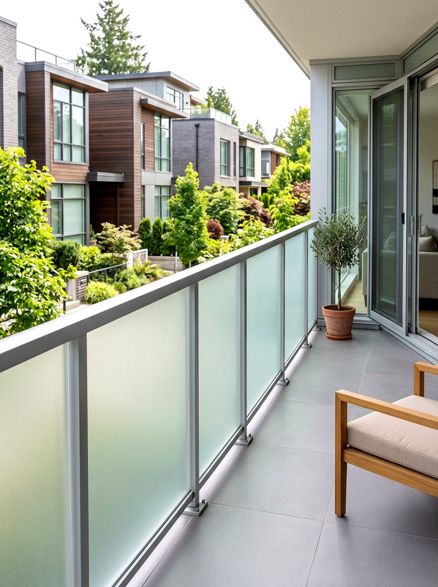 Frosted Glass Railing - 30 outdoor stair railing ideas