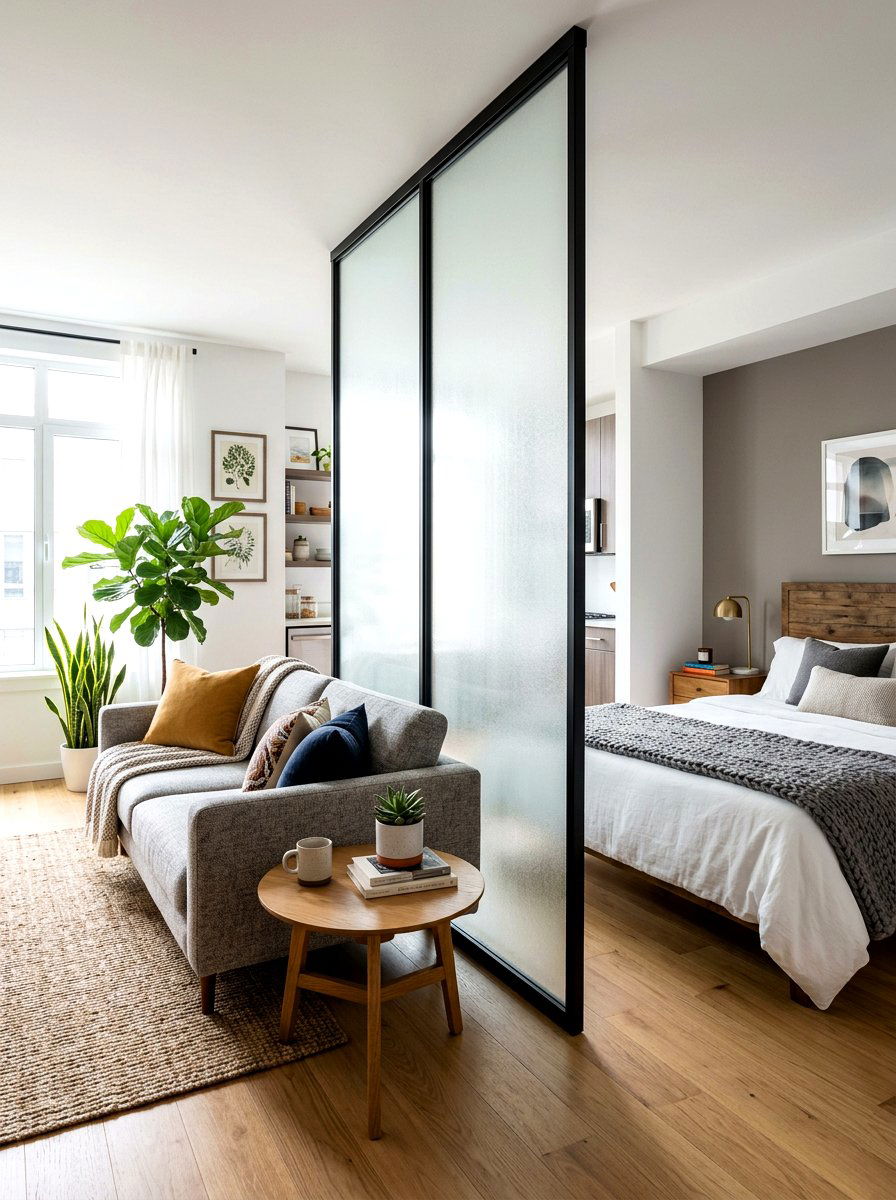 Frosted Glass Room Divider - 30 partial wall room divider ideas