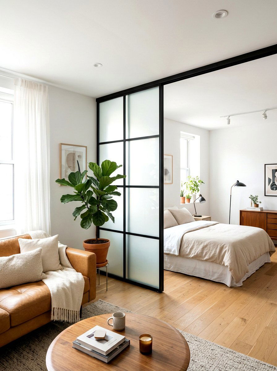Frosted Glass Room Divider - 30 decorative privacy screen ideas