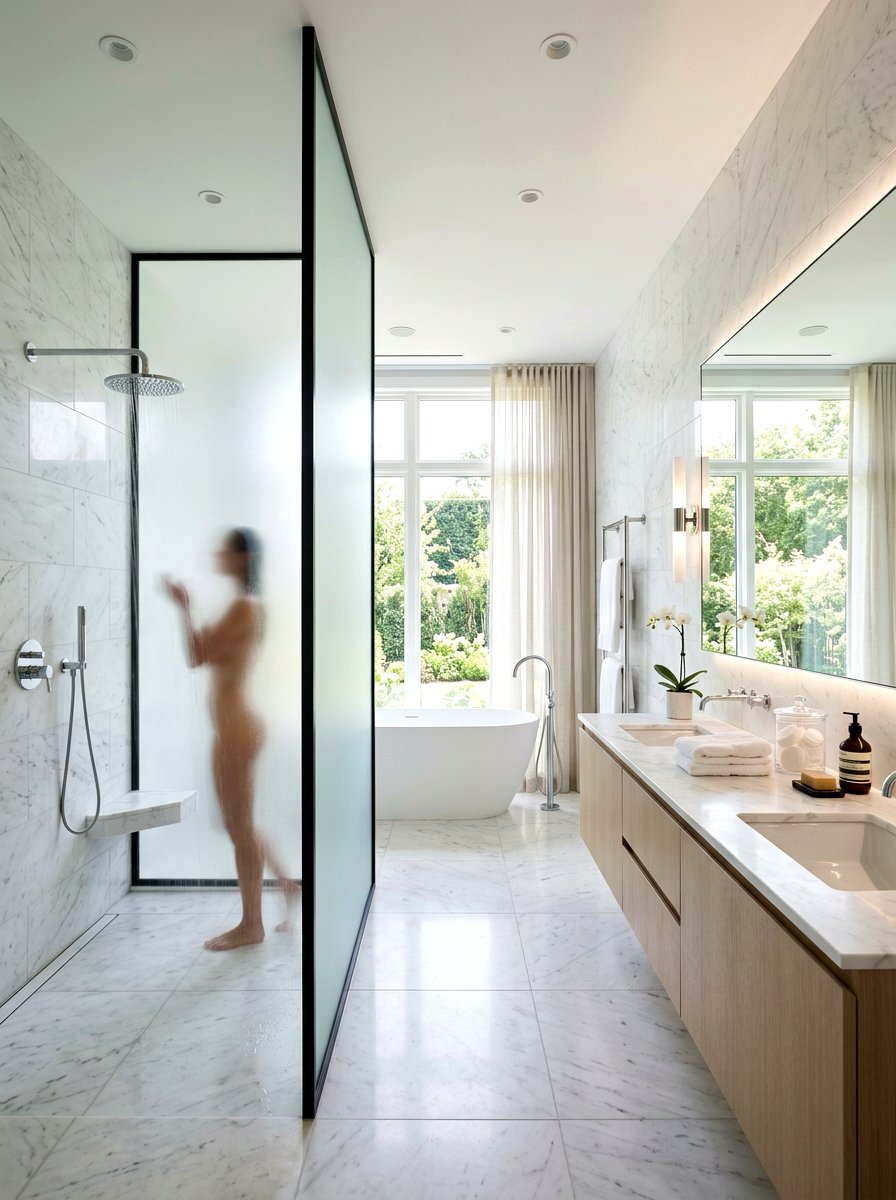 Frosted Glass Screen - 30 freestanding screen divider ideas