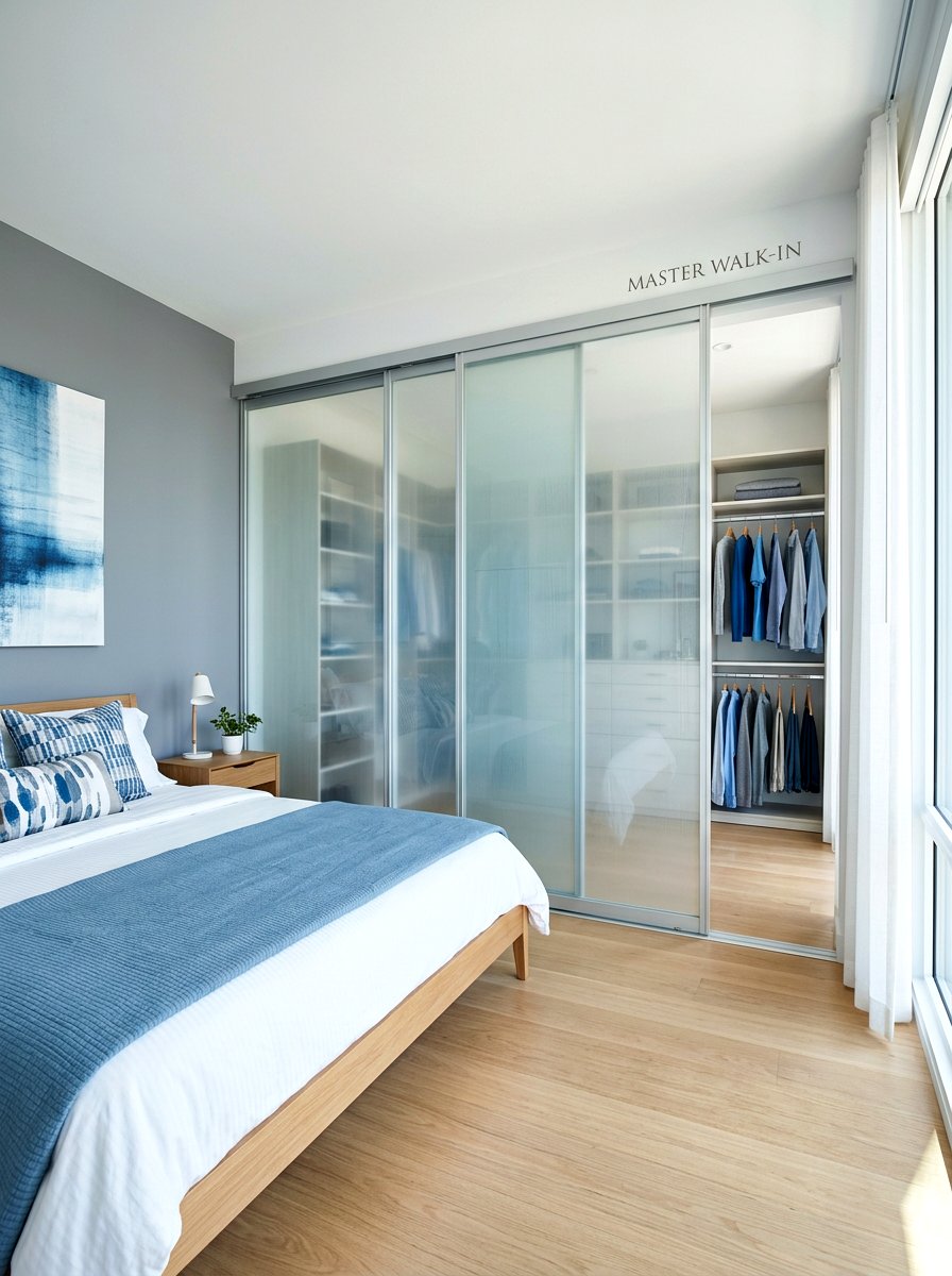 Frosted Glass Slider - 30 room divider apartment aesthetic ideas