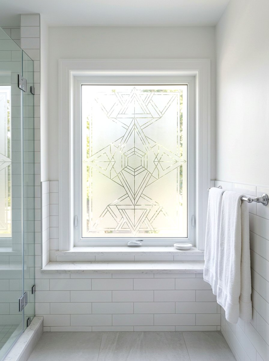 Frosted Glass Window Detail - 30 art deco bathroom ideas