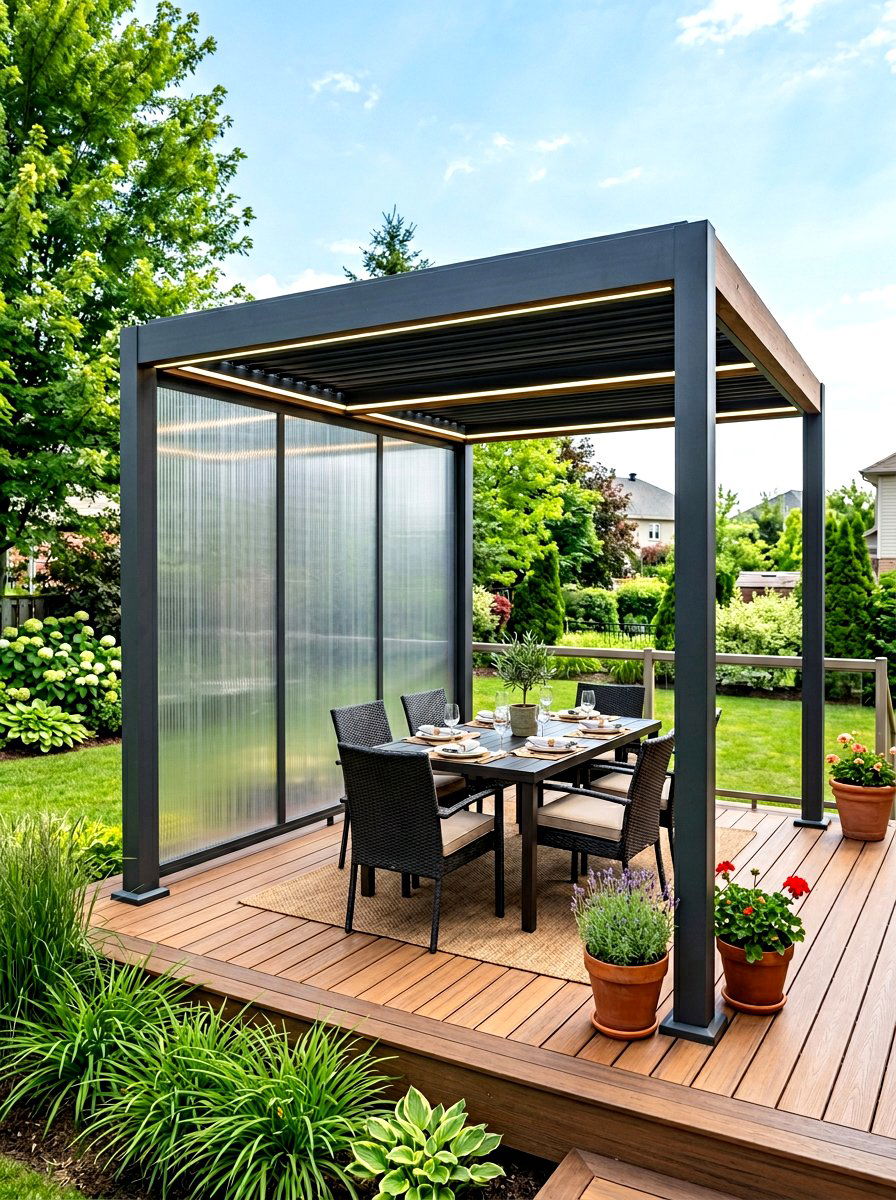 Frosted Polycarbonate Wall - 30 pergola privacy wall ideas