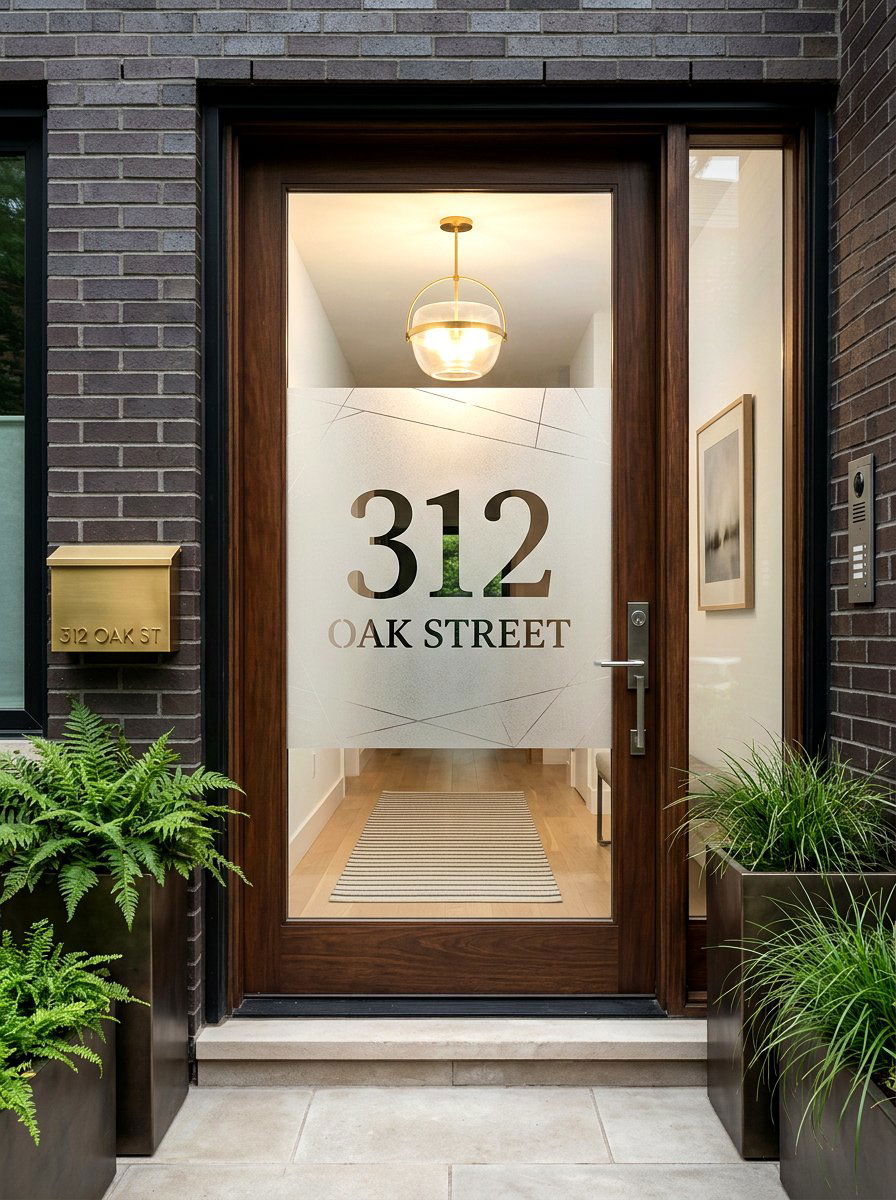 Frosted Window Address Film - 30 house number display ideas